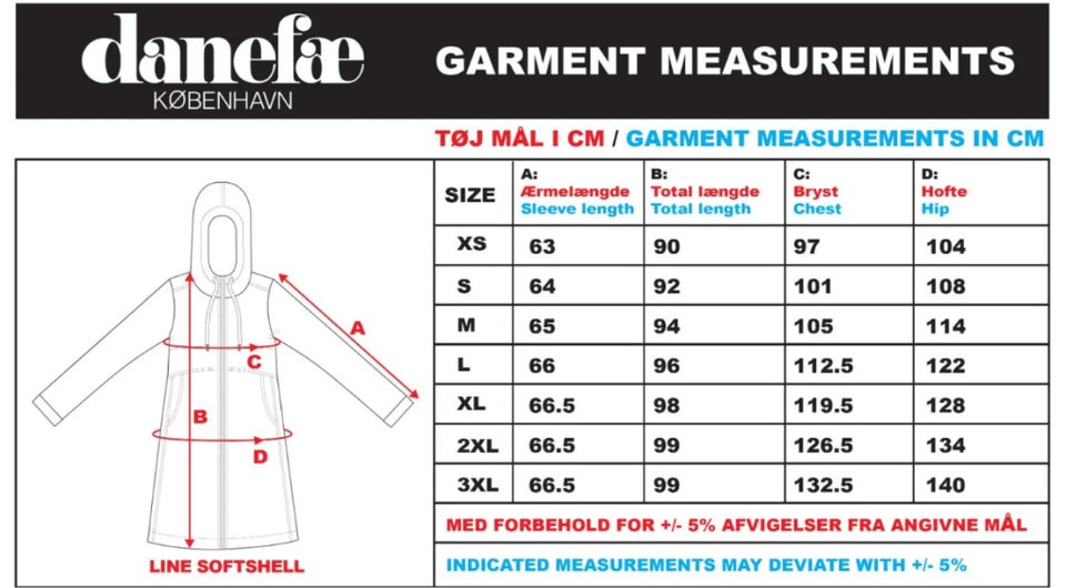 Regnjakke, str. One size, Danefæ