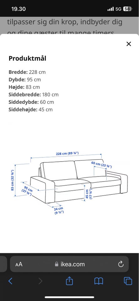 Sofa, 3 pers. , Ikea