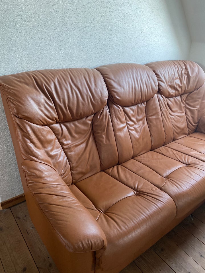 Sofa, læderlook, 3 pers.