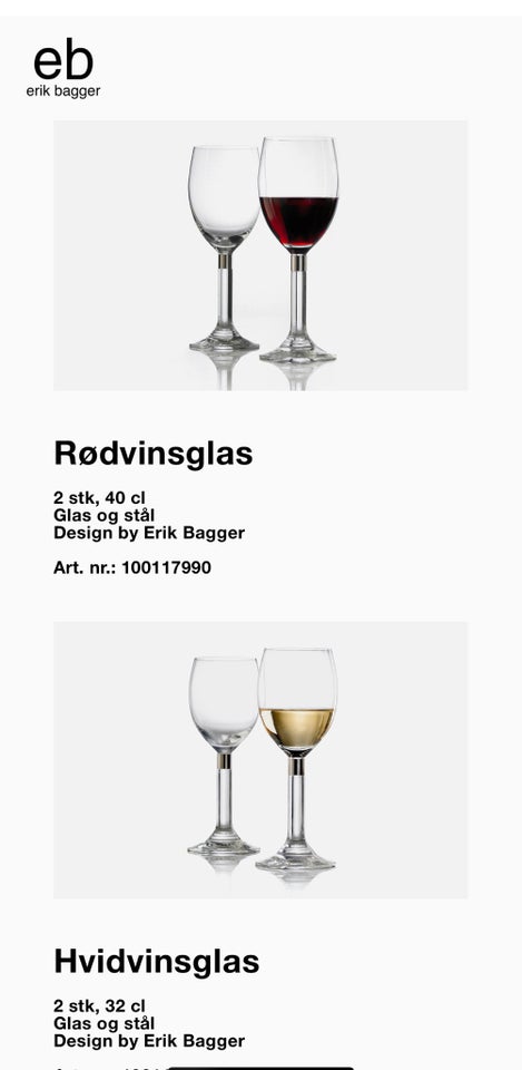 Glas, Vinglas, Erik Bagger