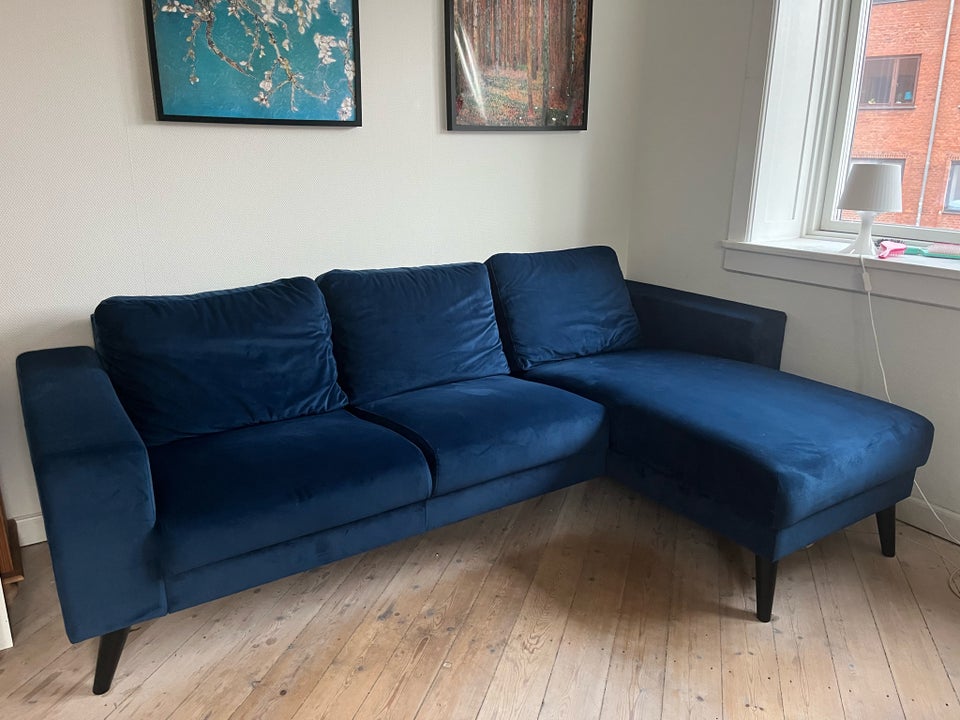 Hjørnesofa, velour, 3 pers.