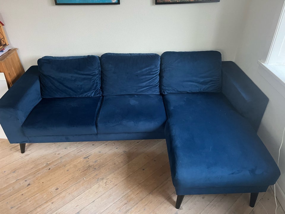 Hjørnesofa, velour, 3 pers.