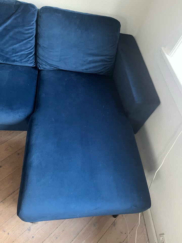 Hjørnesofa, velour, 3 pers.