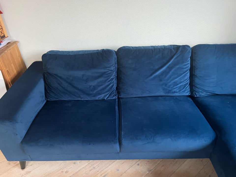 Hjørnesofa, velour, 3 pers.