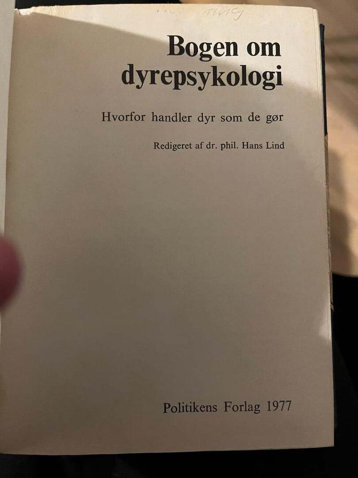 bogen om dyrepsykologi, red. af