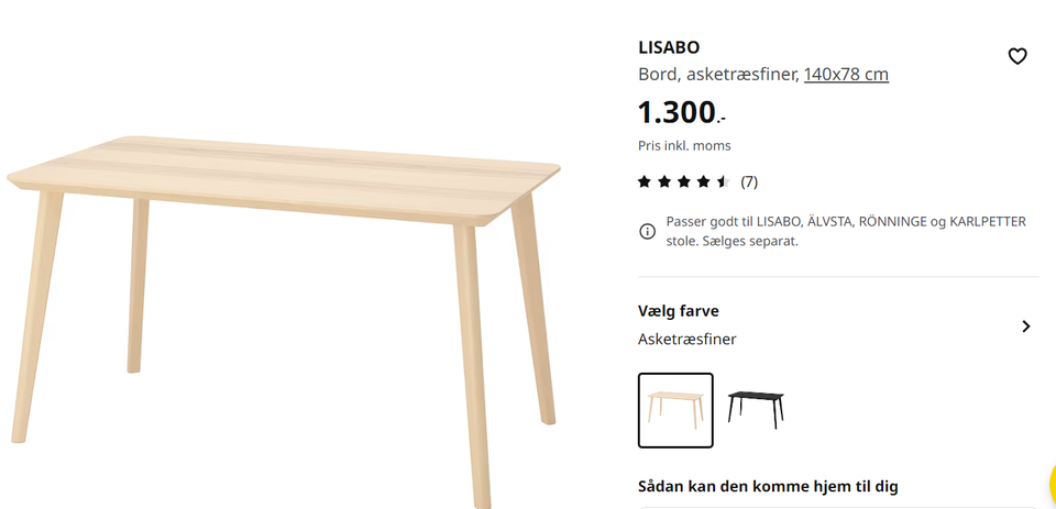 Skrivebord, IKEA, b: 140 d: 78 h: 74