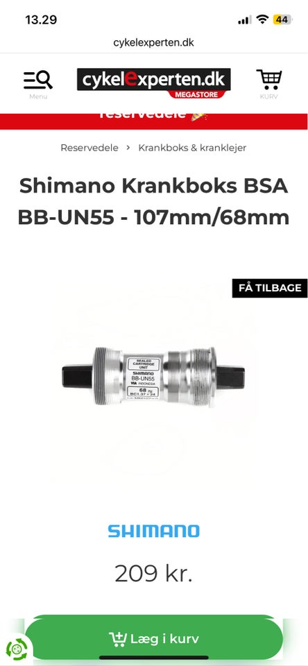 Krankboks, Shimano BSA BB-UN55 -