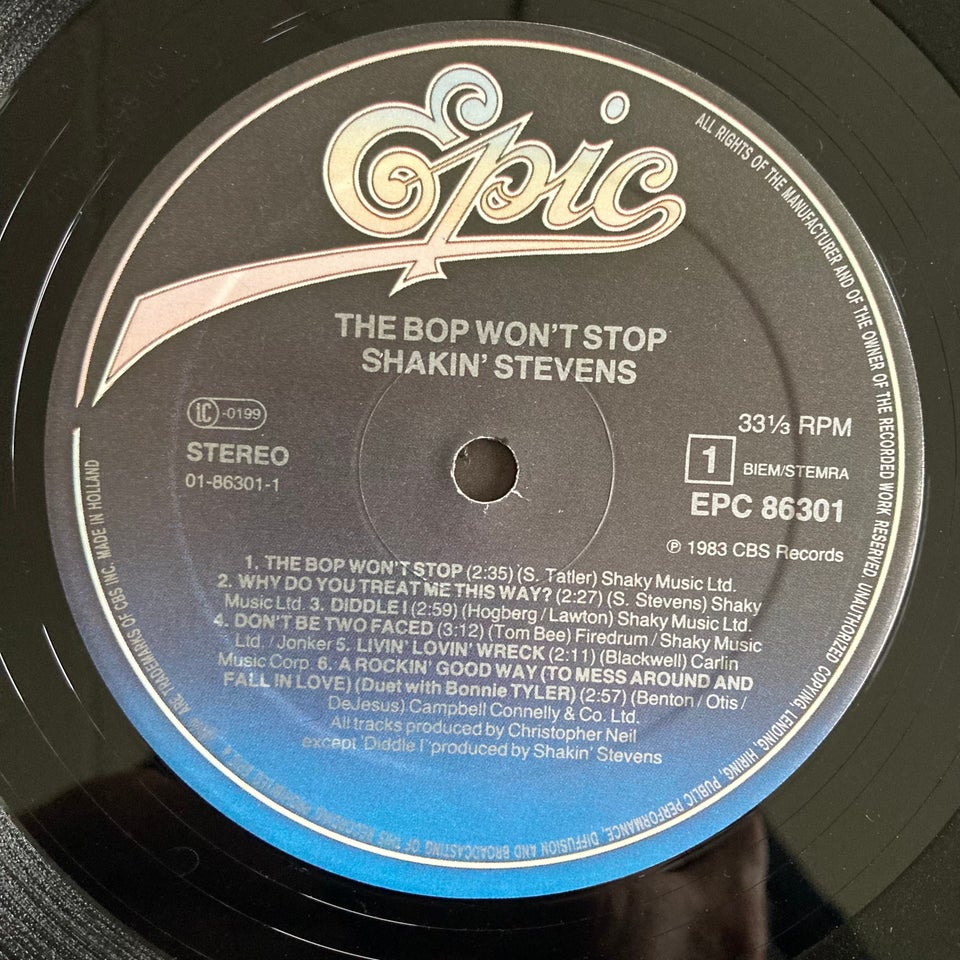 LP, Shakin' Stevens, The Bop Won't