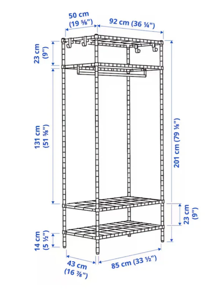 Reolsystem Ikea b: 85 d: 43 h: 201