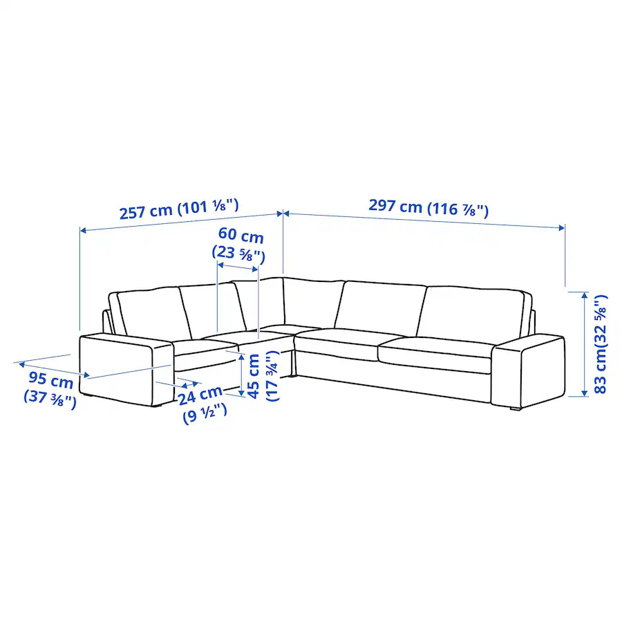 Hjørnesofa, stof, IKEA KIVIK