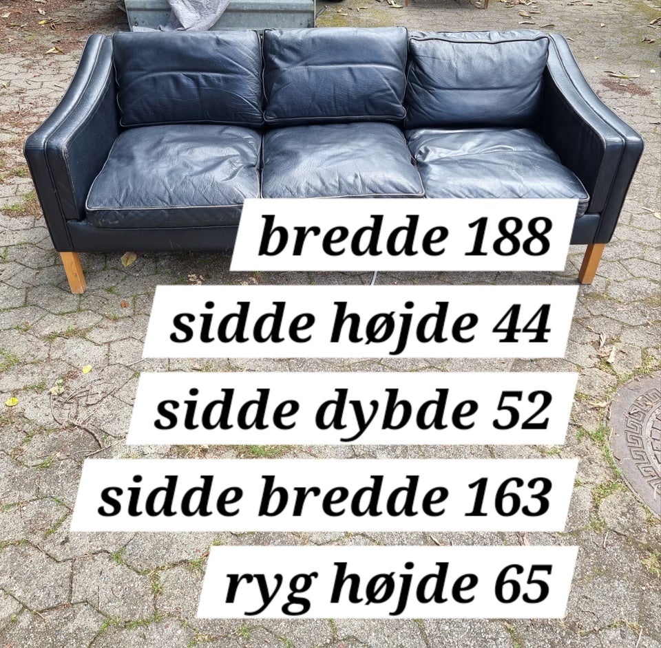 Sofa læder 3 pers