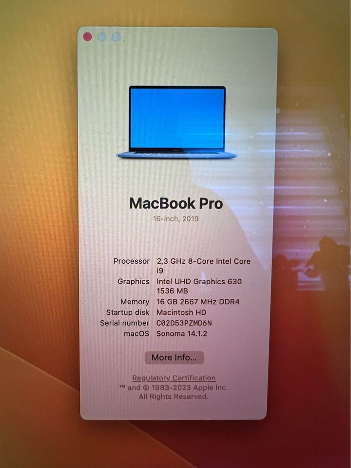 MacBook Pro, A2141, 2,3 GHz