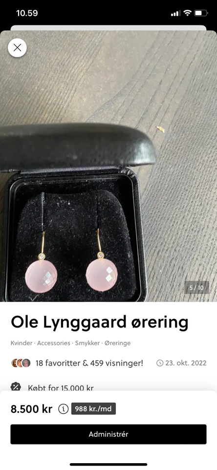 Øreringe, guld, Lynggaard