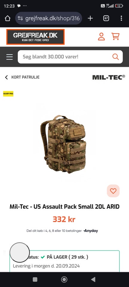 Andet Mil-Tec - US Assault Pack