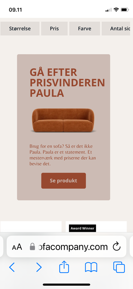 Sofa bomuld 3 pers