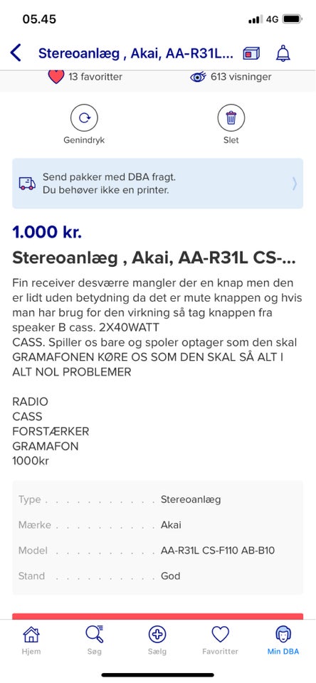 Stereoanlæg , Akai, Kan læses på