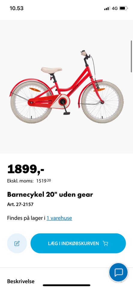 Pigecykel, anden type, 20 tommer