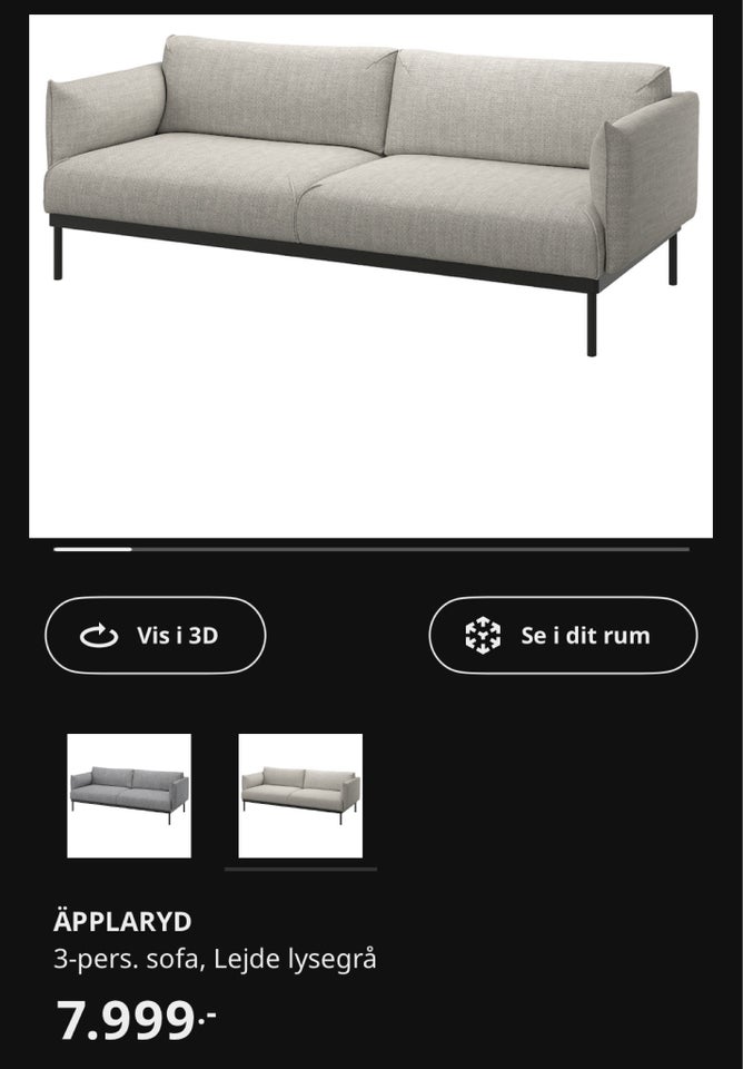 Sofa bomuld 3 pers