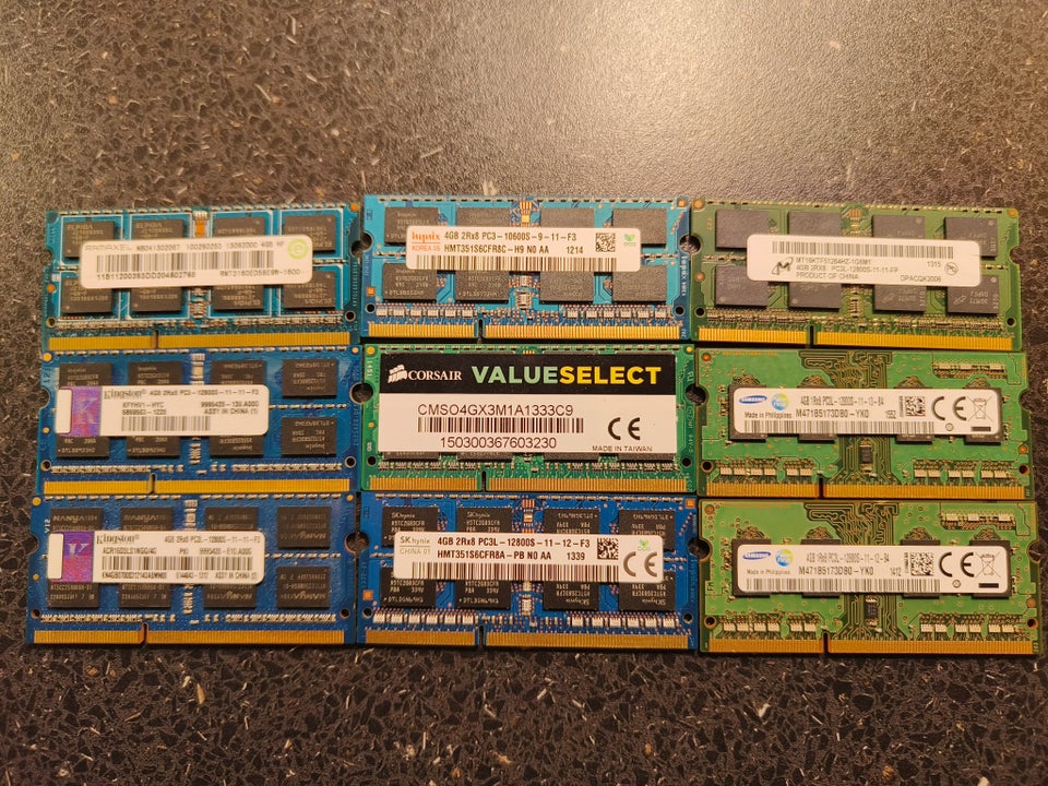 Forskellige, 7x8 - 9x4, DDR3 SDRAM