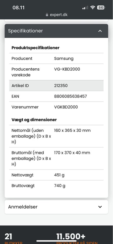 andet, Samsung, VG-KBD2000