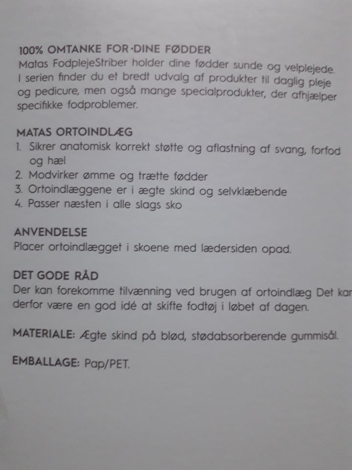 Fodpleje, Ortoindlæg, Matas