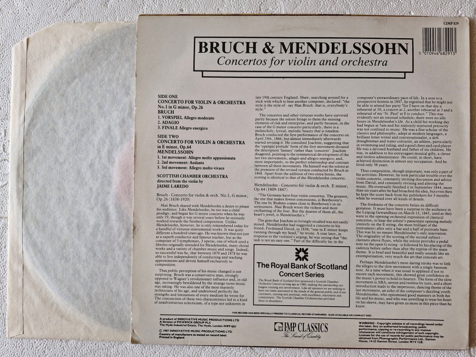 LP, Bruch  Mendelssohn, Klassisk