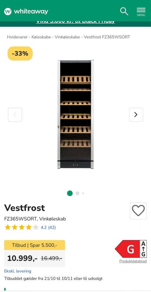 Vinkøleskab, Vestfrost FZ365W