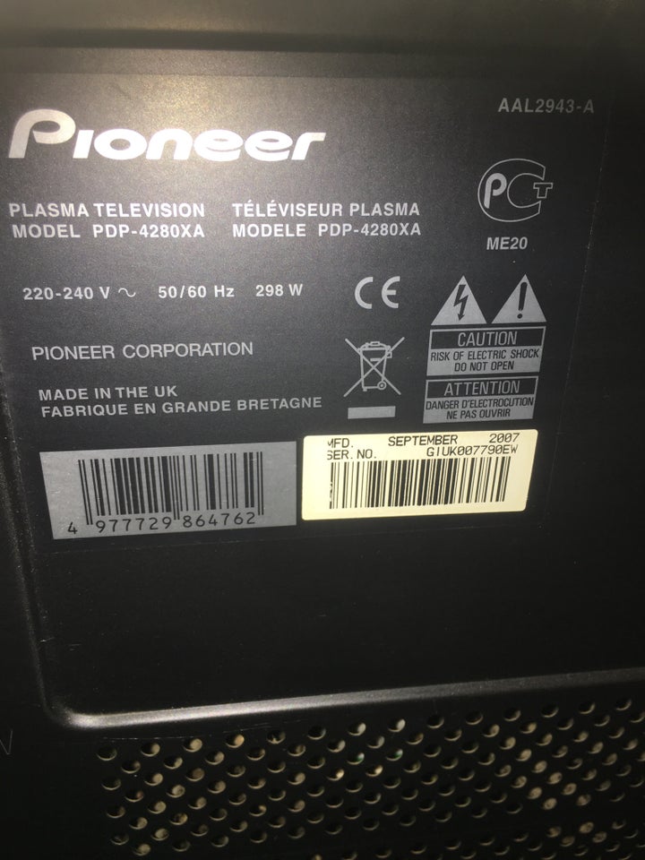 Plasma, Pioneer, PDP 4280XA 42”