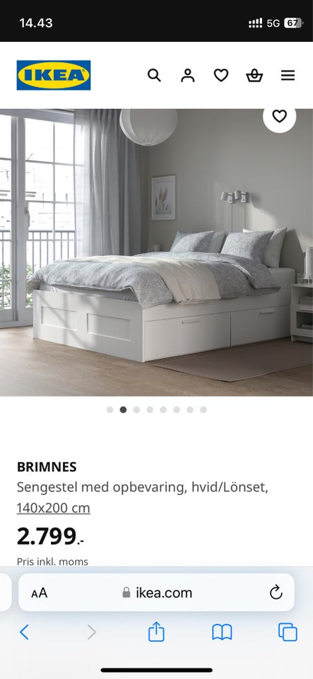 Sengeramme, Ikea, b: 140 l: 200