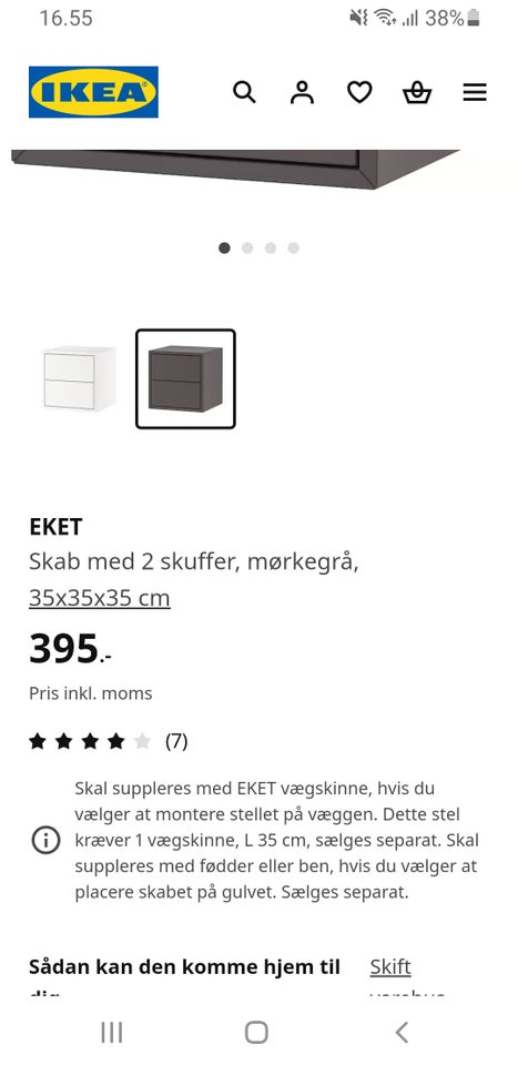Hængeskab Ikea eket b: 35 d: 35 h: