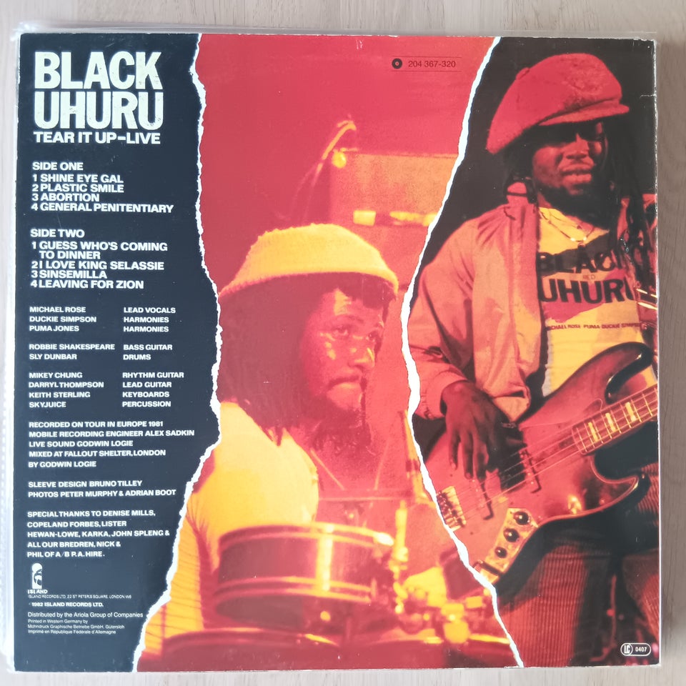 LP, Black Uhuru, Tear it up - Live