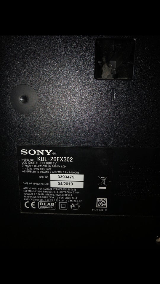 Tv + fjernbetjening. , Sony,