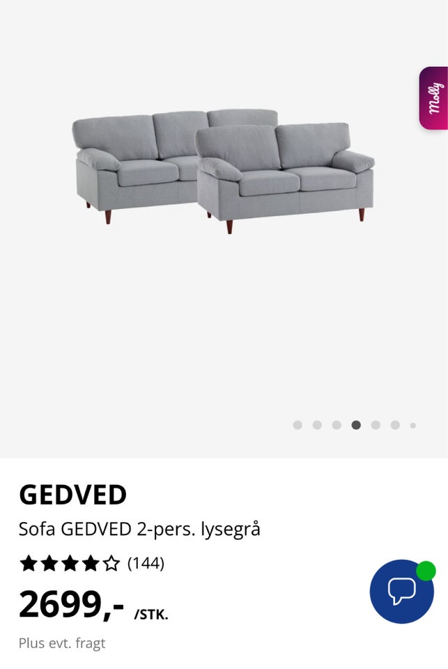 Sofagruppe stof 3 pers