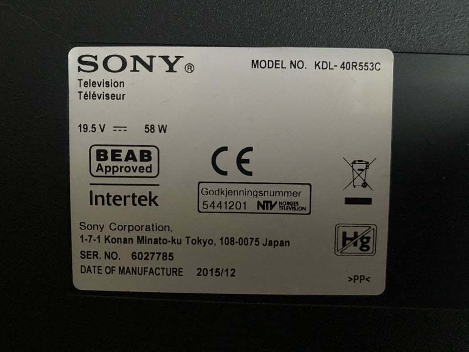 LED, Sony, KDL - 40R553C