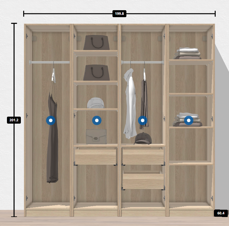 Garderobeskab, Ikea, b: 200 d: 58 h: