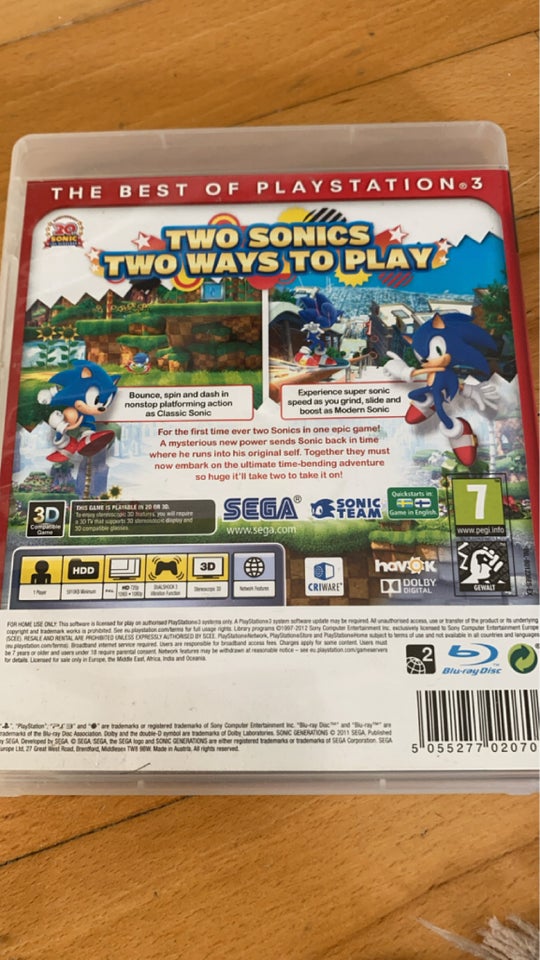 SONIC SPIL OG NIKI TOPGÅRD DVD, PS3,