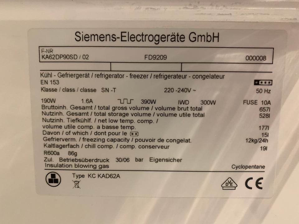 Amerikansk køleskab, Siemens