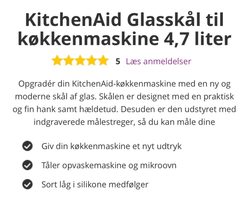 Glasskål til røremaskine