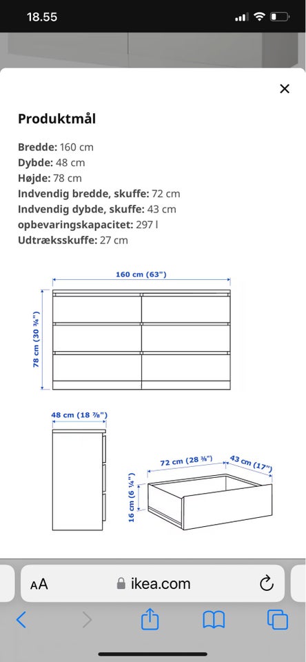 Kommode, b: 160 d: 48 h: 78