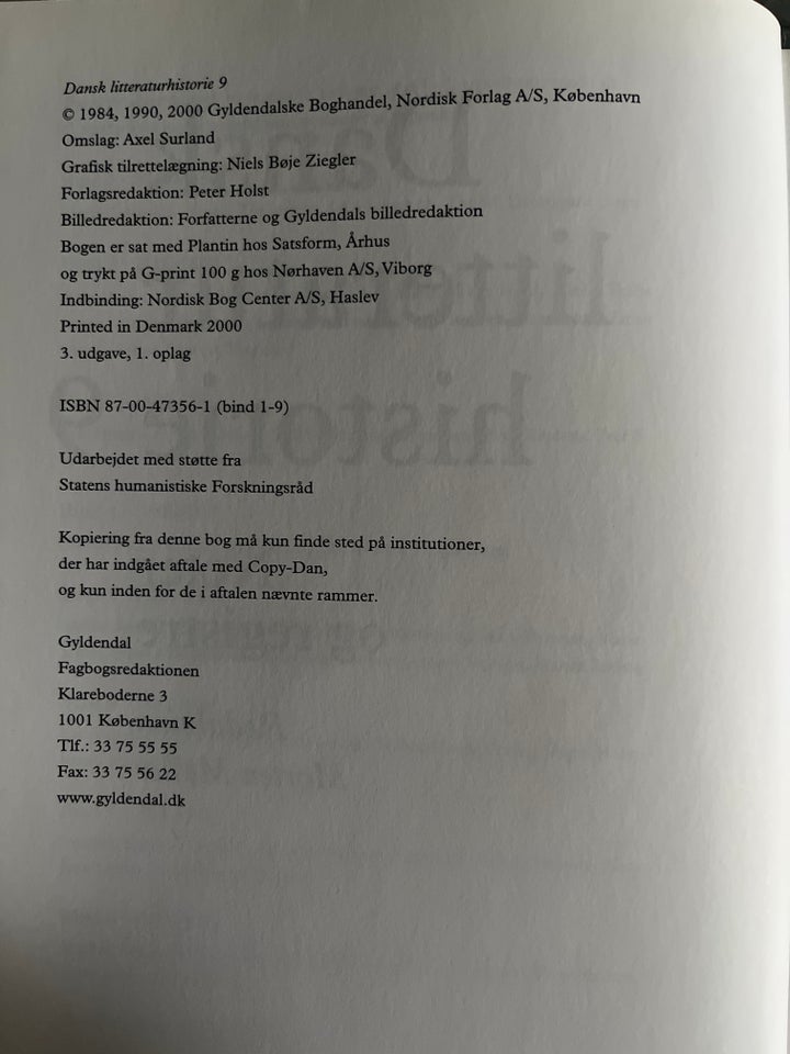 Dansk Litteraturhistorie 1-9