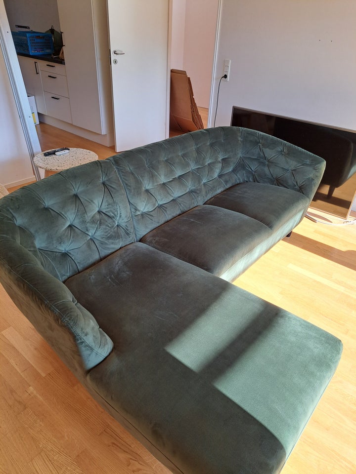 Hjørnesofa velour 3 pers