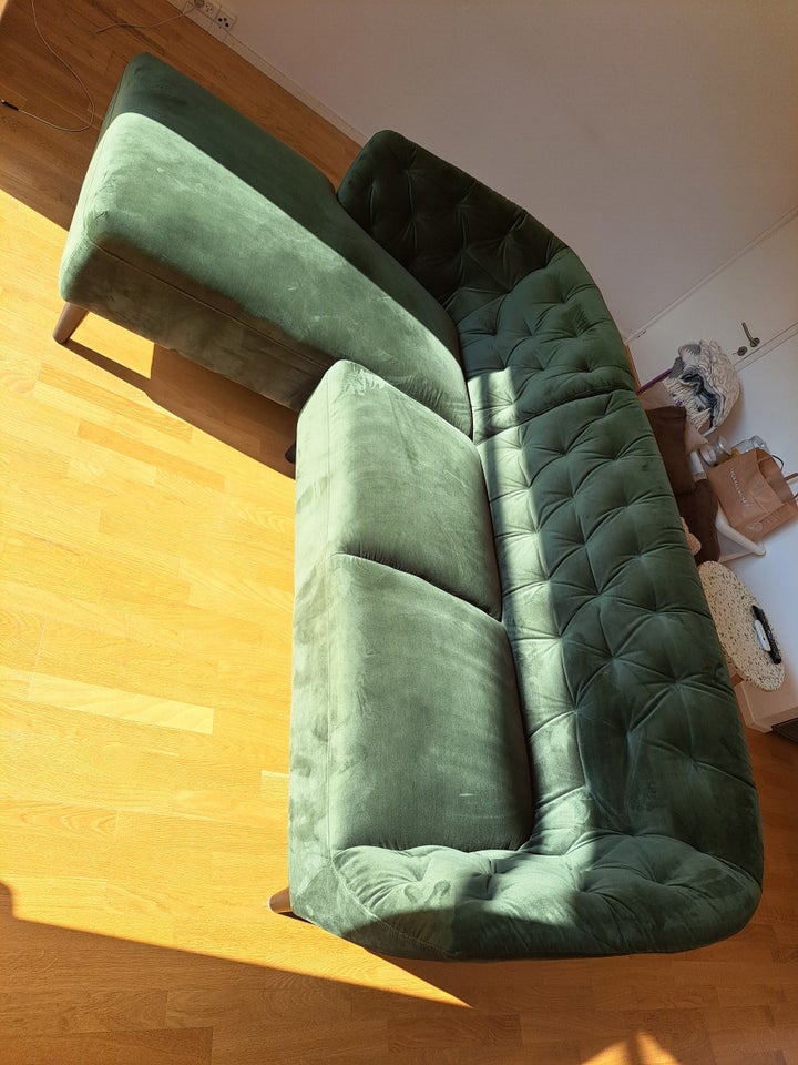 Hjørnesofa velour 3 pers