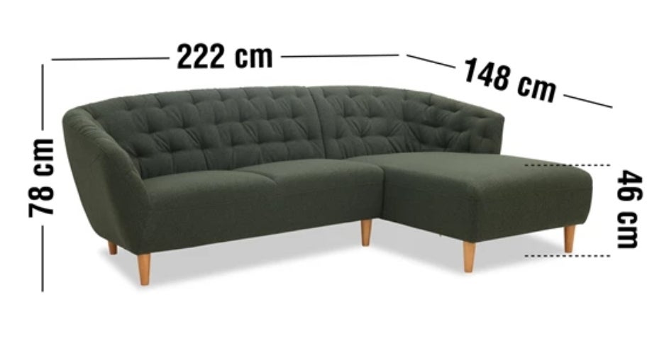 Hjørnesofa velour 3 pers