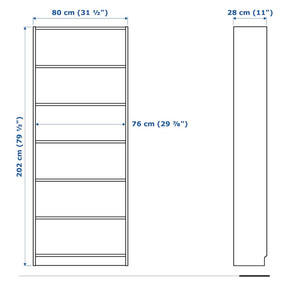 Reol, Ikea, b: 80 d: 28 h: 202