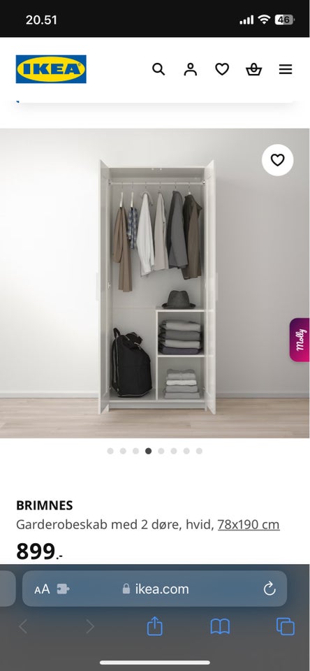 Garderobeskab, Ikea, b: 78 d: 50 h: