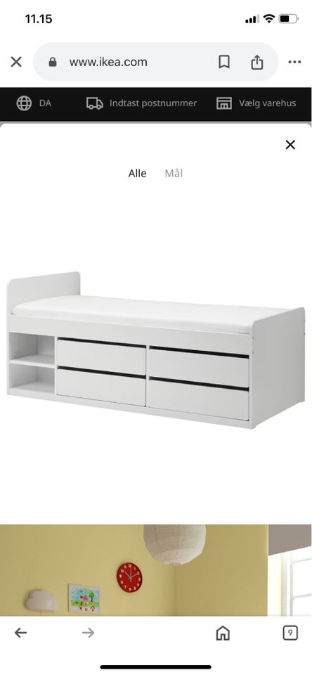 Enkeltseng, Ikea, b: 90 l: 200 h: 71