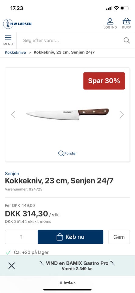 Køkkenknive kokkeknive HW Larsen