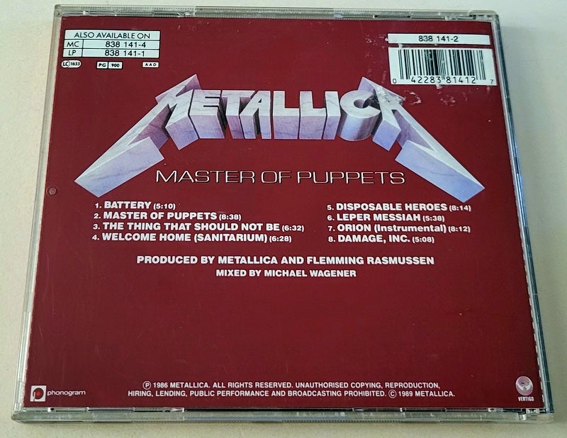 Metallica: Master of puppets, rock