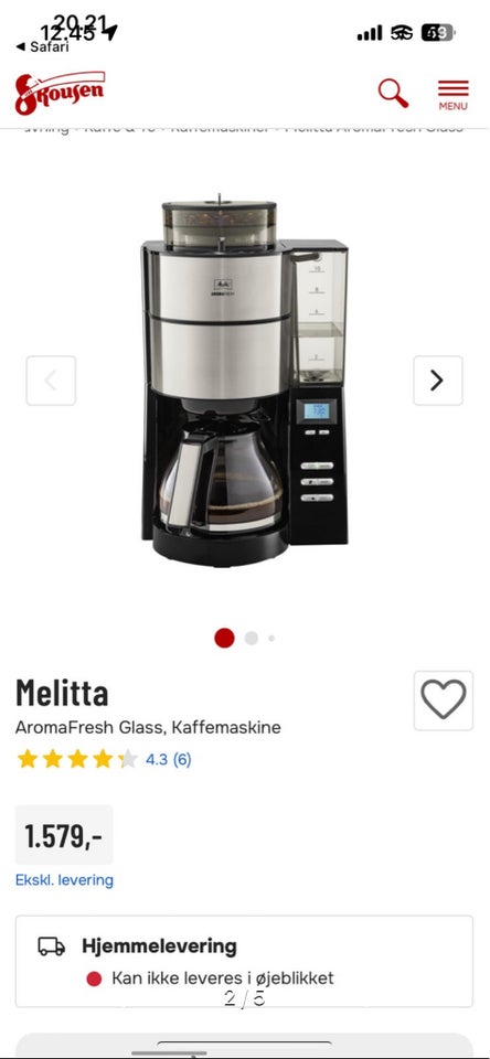 Kaffemaskine med kværn Melitta