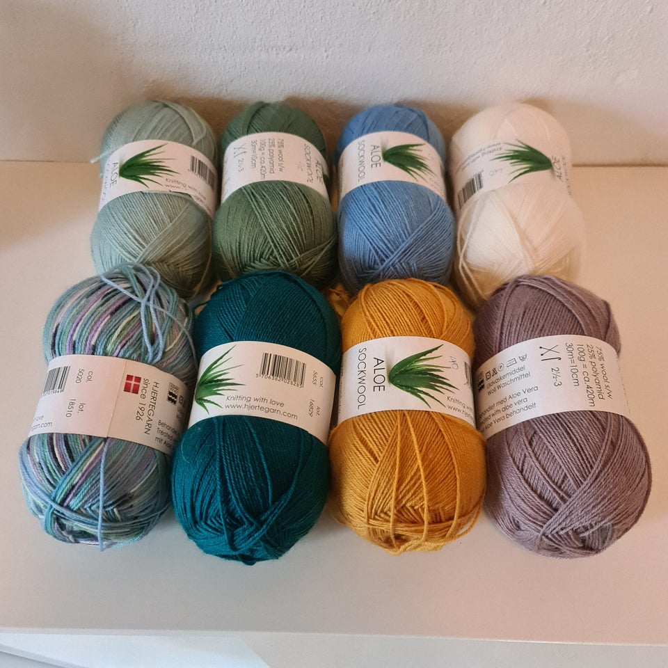 Garn, Aloe sockwool hjertegarn